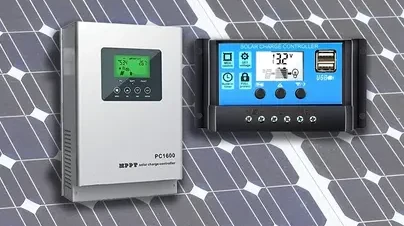 An array of solar panels in a solar farm